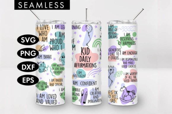 20oz Kid Affirmations Skinny Tumbler SVG: Crafts & Graphics