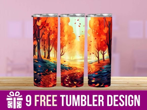 3D Autumn Tumbler Wrap Designs for Crafts & Graphics