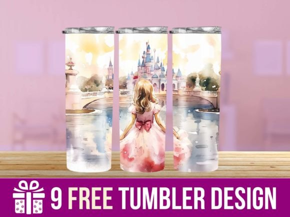3D Baby Princess Tumbler Wraps for Crafts & Graphics