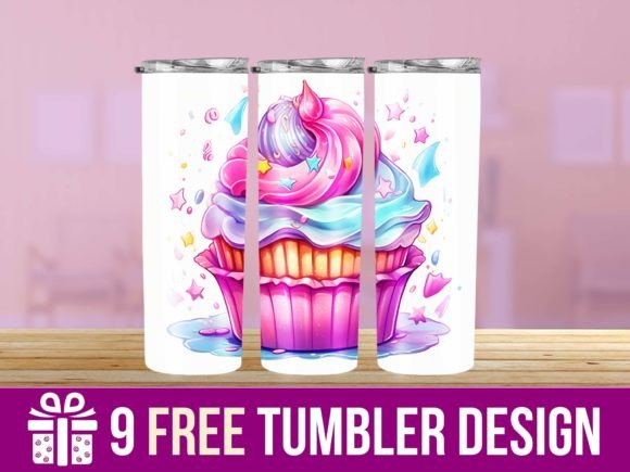 3D Cupcake Tumbler Wrap Designs for Crafts & Graphics