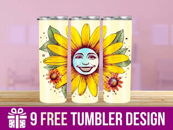 3D Emoji Sunflower Tumbler Wrap Graphics for Crafts