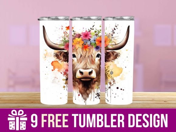 3D Highland Cow Tumbler Wraps: Graphics & Crafts