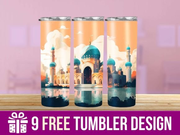 3D Mosque Tumbler Wrap Graphics for Crafts