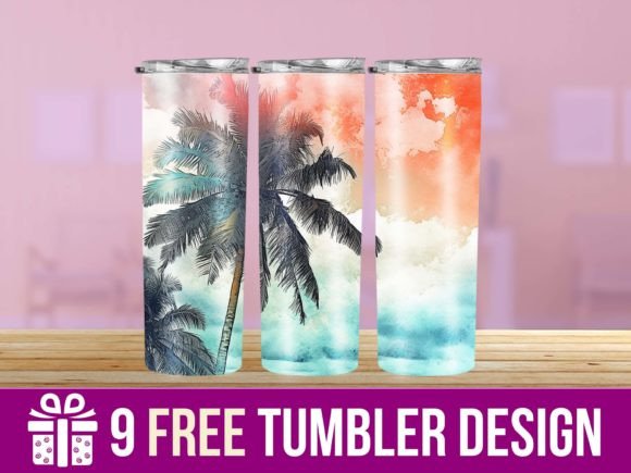 3D Summer Tumbler Wrap Designs for Crafts & Graphics
