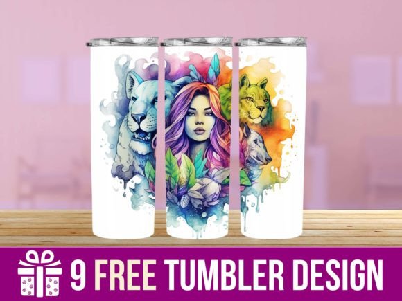 3D Tiger Lady Tumbler Wrap: Bold Graphics for Crafts
