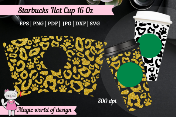 Dog Paw Leopard Starbucks Hot Cup 16 Oz Graphics