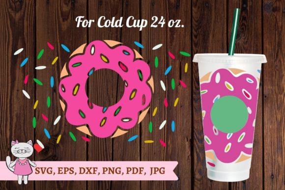 Donuts Starbucks Cold Cup Graphics for Tumbler Wraps