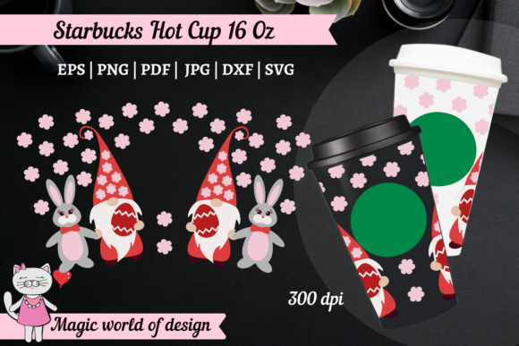 Easter Gnome Starbucks Bunny Hot Cup: Tumbler Wrap Graphics