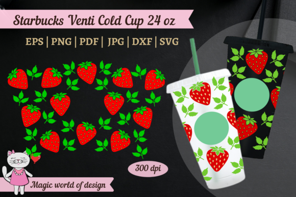 Fruit Strawberry Tumbler Wrap Graphics for 24 Oz Cups
