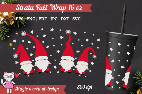 Gnome Svg Tumbler Strata Full Wrap 16oz: Tumbler Wraps Graphic
