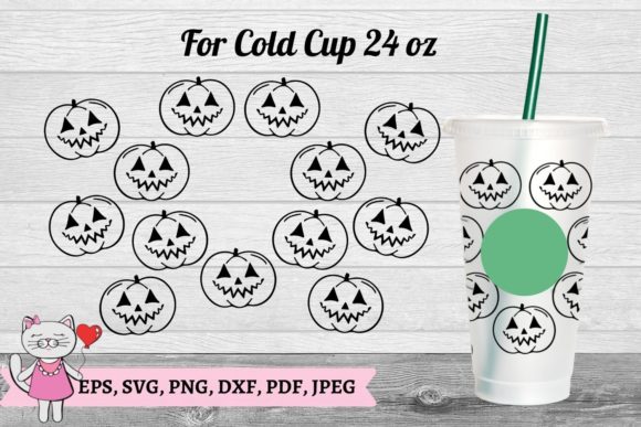 Halloween Pumpkin Starbucks Cup Svg for Tumbler Wraps & Graphics