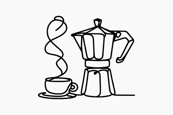 Moka Pot and Cup Line Drawing: Graphics & Crafts