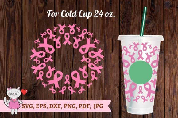 Pink Ribbon Svg, Starbucks Cold Cup 24 Tumbler Wraps Graphics