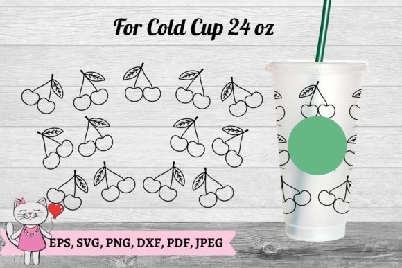Red Cherry Starbucks Cold Cup 24 Svg: Graphics & Tumbler Wraps