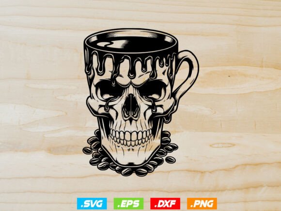 Skull Coffee Cup SVG Graphics for Coffee Lover Crafts