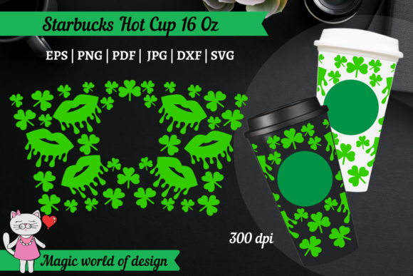 St Patricks Day Dripping Lips Hot Cup 16 Graphics & Tumbler Wraps