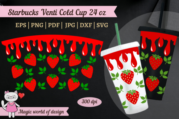 Strawberry Dripping Cup 24 Oz Tumbler Wrap Graphics