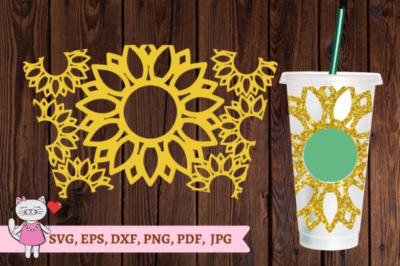 Sunflower Starbucks Cold Cup 24: Graphics & Tumbler Wraps