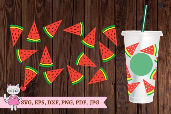 Watermelon Starbucks Cup SVG: Graphics & Tumbler Wraps